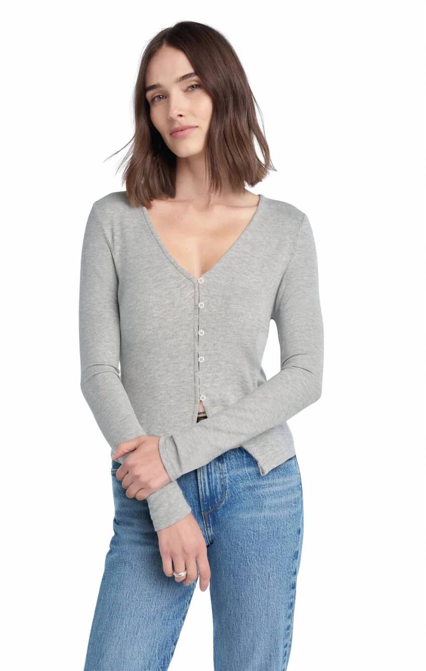 NEW FAVORITE DAUGHTER good luck long sleeve top in heather grey